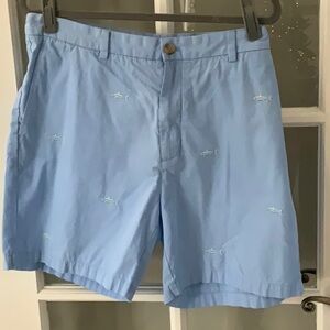 Men's Light Blue Shorts with Shark Embroidery
